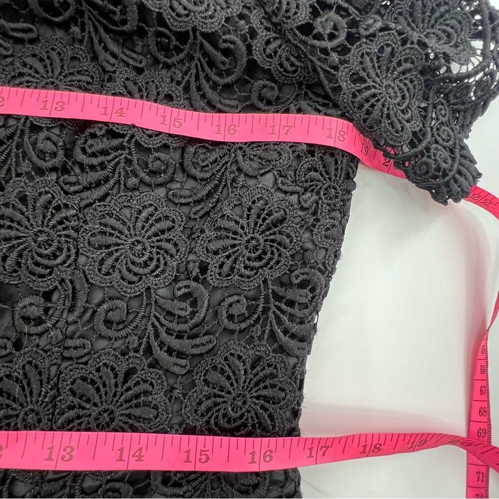 Reiss Swift Guipure Lace shift dress short sleeve little black dress sz 6 - Picture 5 of 8